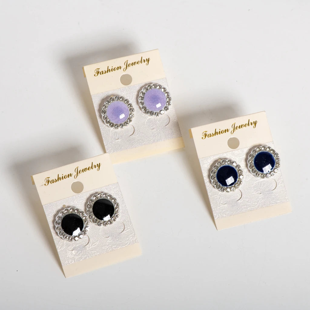 Handmade Vintage Rhinestone Button Stud Earrings for Women Elegant Retro Style Jewelry Statement Gift Accessories S001206