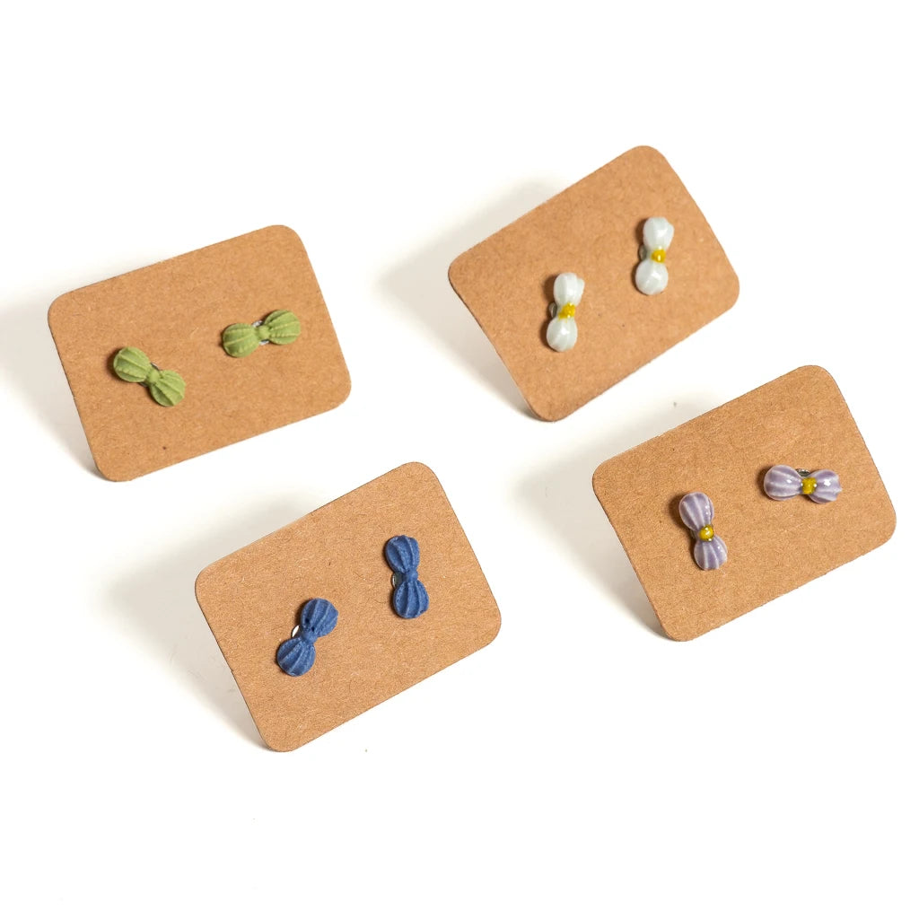 Handmade Thread Bow Knot Stud Earrings for Women Cute Minimalist Style Lightweight Clay Jewelry Gift for Girls Teens S001200